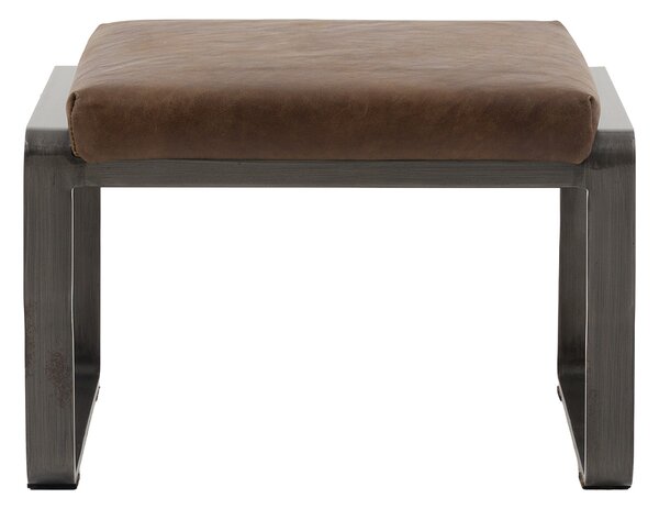 Spencer Leather Footstool in Brown