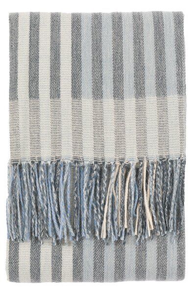 Lula Jacquard Stripe Throw in Blue and Natural