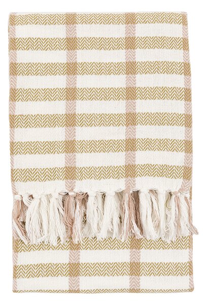 Cira Grid Woven Throw in Green and Rust