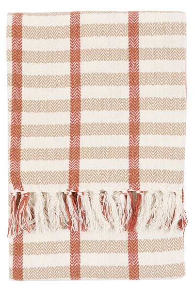 Cira Grid Woven Throw in Rust and Natural