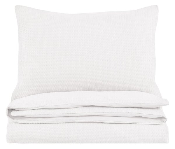 Nella Textured Jacquard Quilt Cover Set in White, Single
