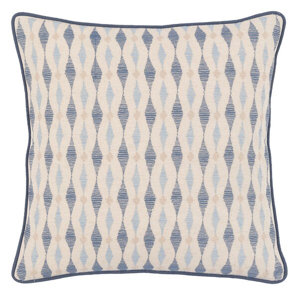 Bria Ikat Embroidered Cushion in Ink Blue