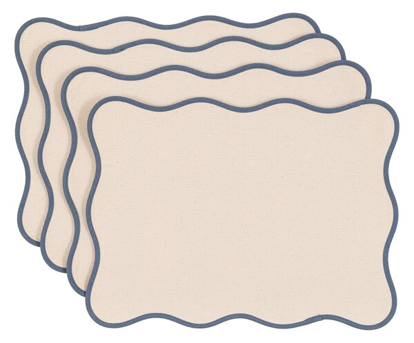 Raya Scallop Placemats in Blue, Set of 4
