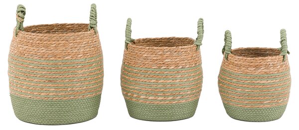 Junip Seagrass Basket in Olive Stripe, Set of 3