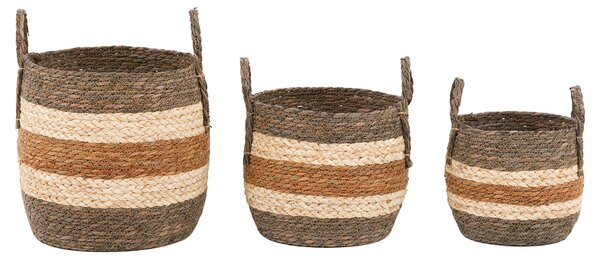 Cassian Brown Striped Basket, Set of 3