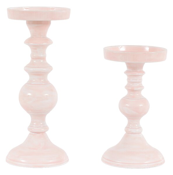 Lilia Light Pink Candlesticks, Set of 2