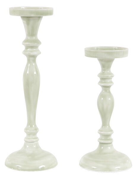 Lilia Green Candlesticks, Set of 2