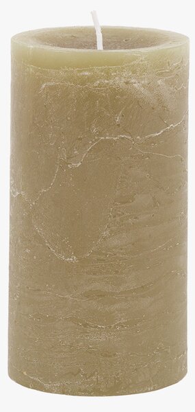 Country Pillar Candle in Rustic Olive, Small, Pack of 2