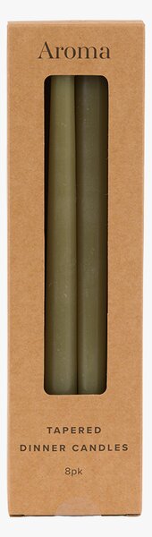Lucera Tapered Dinner Candles in Olive, Set of 8