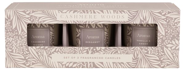 Aura Cashmere Woods Candles, Set of 3