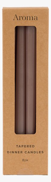 Lucera Tapered Dinner Candles in Taupe, Set of 8