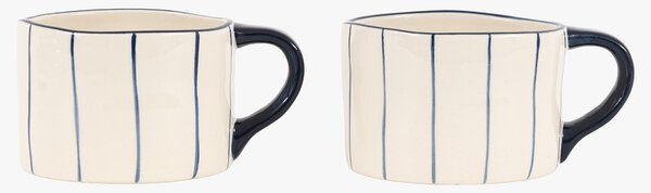 Stripey Mug in Blue, Set of 4