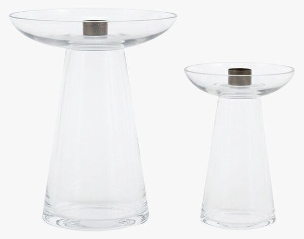 Lucetta Glass Candle Holder in Clear, Set of 2
