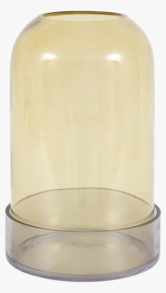 Jade Smoked Glass Candle Holder in Green, Large