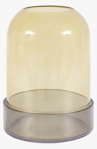 Jade Smoked Glass Candle Holder in Green, Small