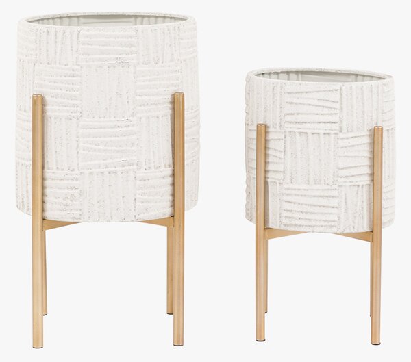 Alto Metal Planters in White, Set of 2