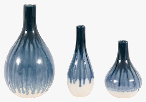 Arabella Blue Organic Fade Ceramic Vase, Set of 3