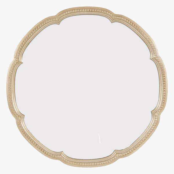 Monaco Round Scalloped Mirror in Champagne