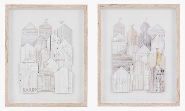 Beach Huts Wall Art, Set of 2