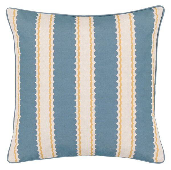 Cayo Stripe Cushion in Blue and Ochre