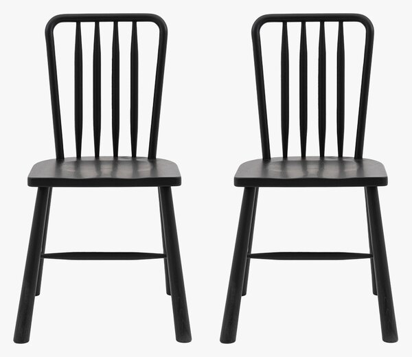 Rebecca Oak Dining Chairs in Black, set of 2