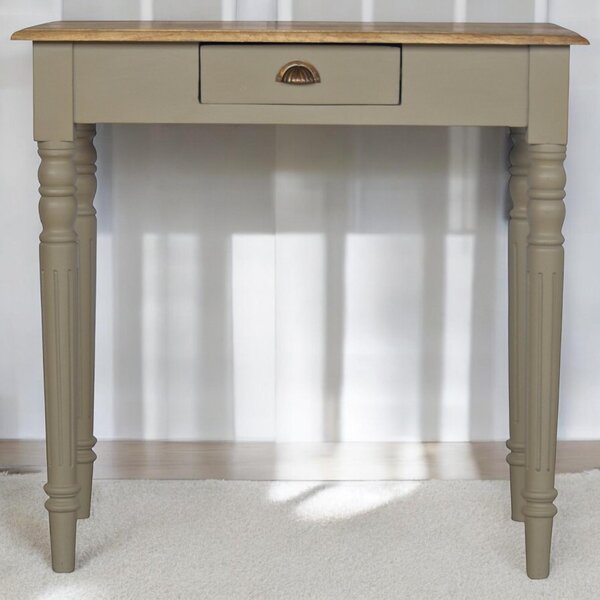 Solid Wood Hand-Painted Writing Desk with Stain-Based Finish, Writing Table with Drawer and Generous Worktop, 45L x 80W x 78H cm, Brown Aosom UK