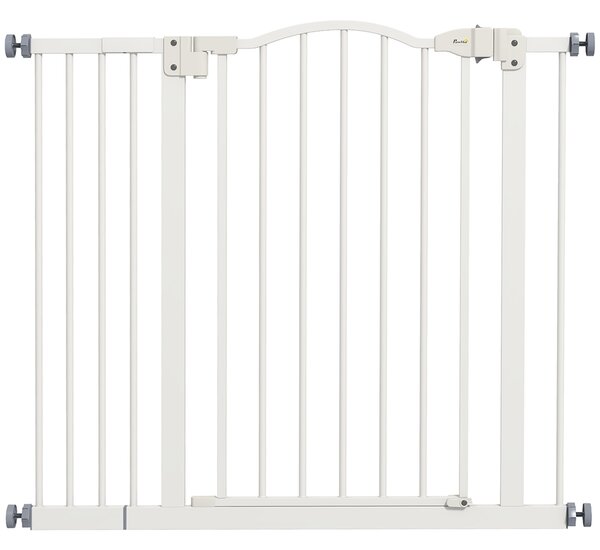 PawHut Adjustable Safety Pet Gate, Metal, Auto-Close Feature, Pressure Mount, 74-94cm, White Aosom UK