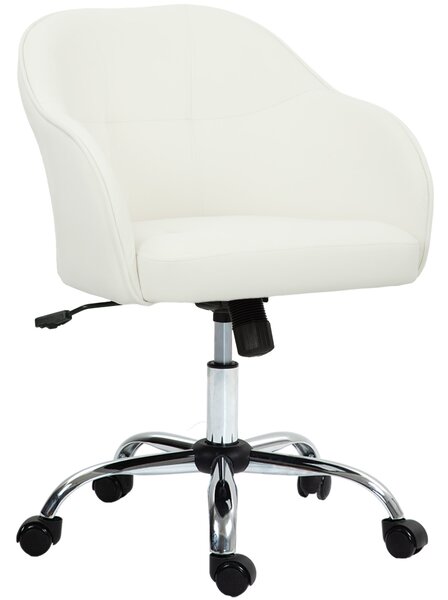 HOMCOM Velvet-feel Swivel Office Chair - Cream