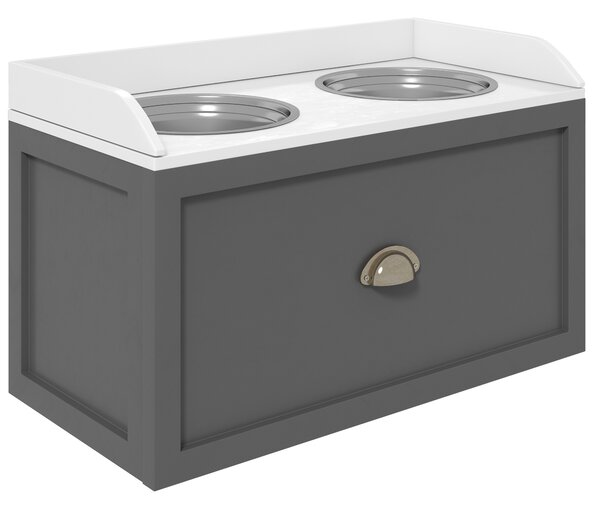 PawHut Elevated Dog Feeder, Stainless Steel Pet Bowls with Storage Drawer, 21L Capacity for Large Breeds, Grey Aosom UK