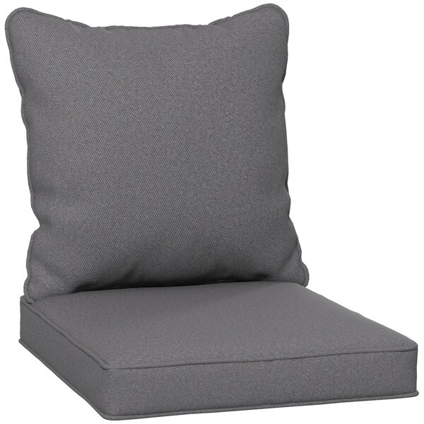 Outsunny Replacement Cushion Set, 1-Piece Back and Seat Pillow for Patio Chair, Indoor Outdoor Use, Charcoal Grey Aosom UK