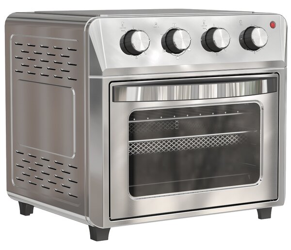HOMCOM 24L Air Fryer Oven, Mini Oven, Oil Free Cooking, Grill, Roast, Bake, with Adjustable Temperature, Timer, 1600W, Silver Aosom UK