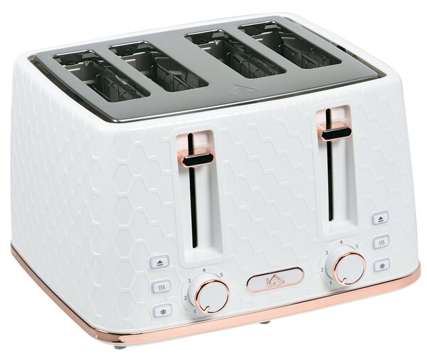 HOMCOM Four-Slice Honeycomb Toaster - White