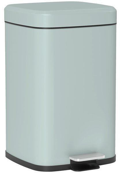 HOMCOM 20L Modern Boxy Metal Home Kitchen Bin - Light Green Aosom UK