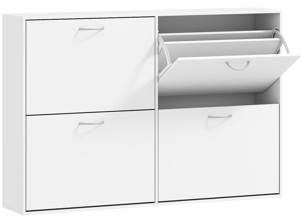 HOMCOM Shoe Cabinet, 120Lx24Wx81H cm, Particle Board-White Aosom UK