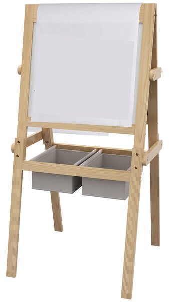 AIYAPLAY Kids Easel with Paper Roll, 3 in 1 Art Easel for Toddlers, Double-Sided Kids Whiteboard Blackboard w/ Storage Baskets, 3-6 Years Aosom UK