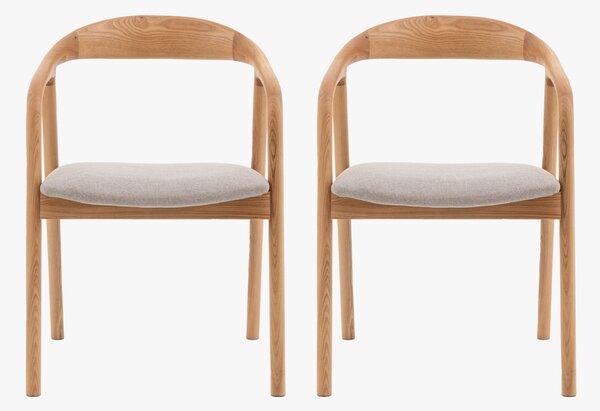 Menorca Oak Upholstered Dining Chair, Set of 2