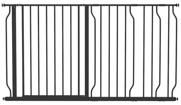 PawHut 75-145cm Dog Gate Extra Wide Stairway Gate for Pet,Pressure Fit Stair Gate for Doorways, Hallways, Staircases, Black Aosom UK