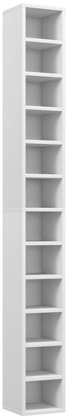 HOMCOM 204 CD Storage Unit, DVD Storage Tower with 12 Cubes, 175cm Tall Bookcase for Living Room, Home Office, Study Room, White Aosom UK