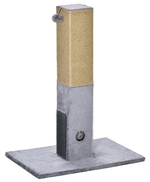 PawHut Cat Scratching Post, 79cm Tall with Jute Scratcher and Climbing Activity Centre, Carpet Base and Dangling Ball, Grey Aosom UK