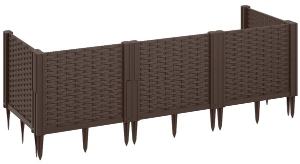 Outsunny Plastic Raised Garden Bed, Modular Planter Box Kit, Garden Fence Edging Border for Flowers, Vegetables, Herbs, Brown