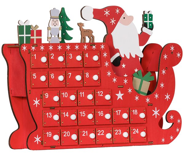 HOMCOM 24-Drawer Reusable Santa Sleigh Christmas Advent Calendar Aosom UK