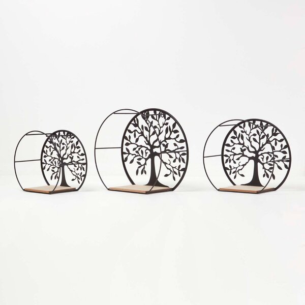 Homescpaes Set of 3 Tree of Life Round Floating Shelves