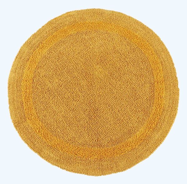 Homescapes Luxury Reversible Round Bath Mat - Mustard Yellow