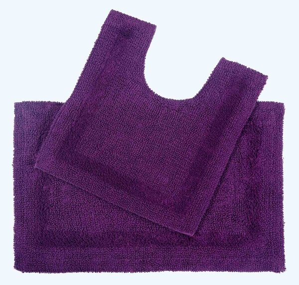 Homescapes Luxury Reversible Bath Mat Set - Plum