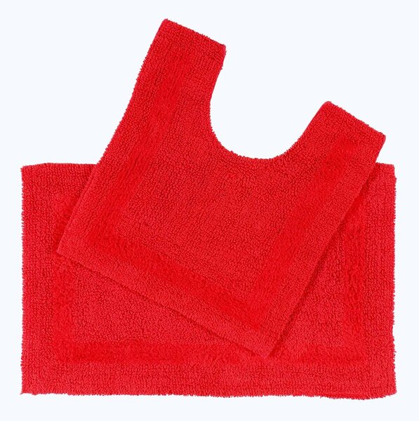 Homescapes Luxury Reversible Bath Mat Set - Red