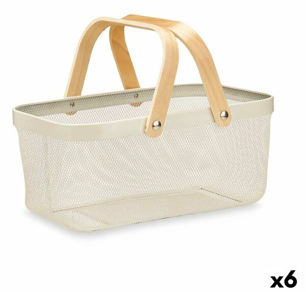 Basket White Wood Metal 42,5 x 18 x 26,5 cm (6 Units)