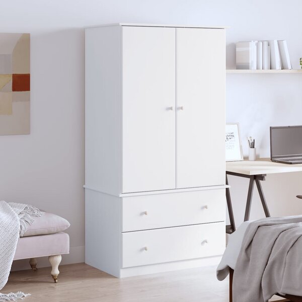 Akron Wooden Wardrobe With 2 Doors 2 Drawers In White