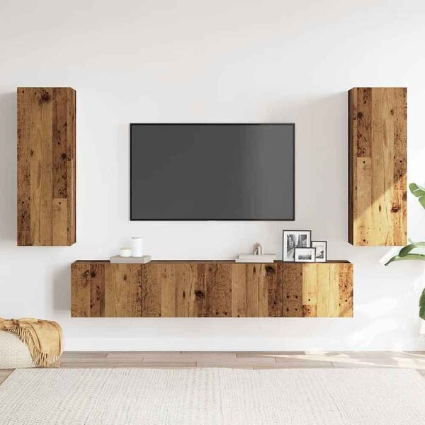 Beaverton 80cm Wooden 4 Piece Entertainment Unit In Brown