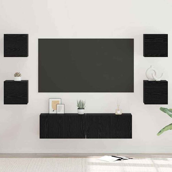 Beaverton 120cm Wooden 6 Piece Entertainment Unit In Black Oak