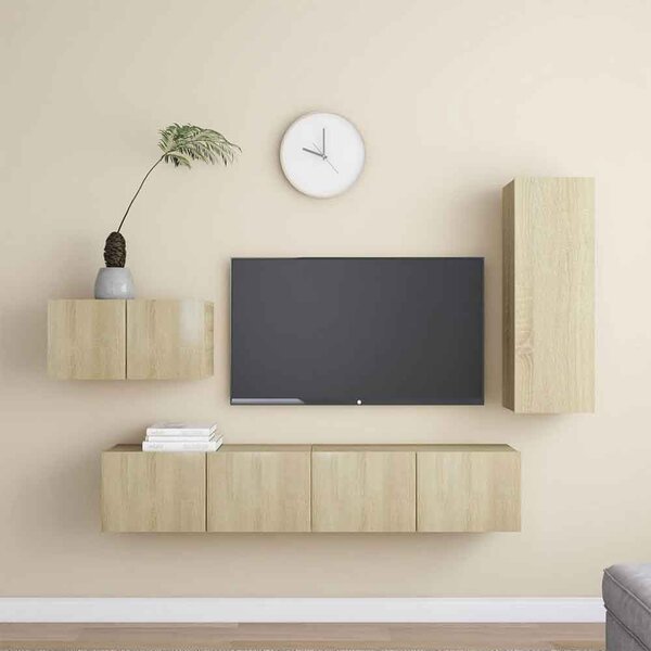 Binnenstad 90cm Wooden 4 Piece Entertainment Unit In Sonoma Oak